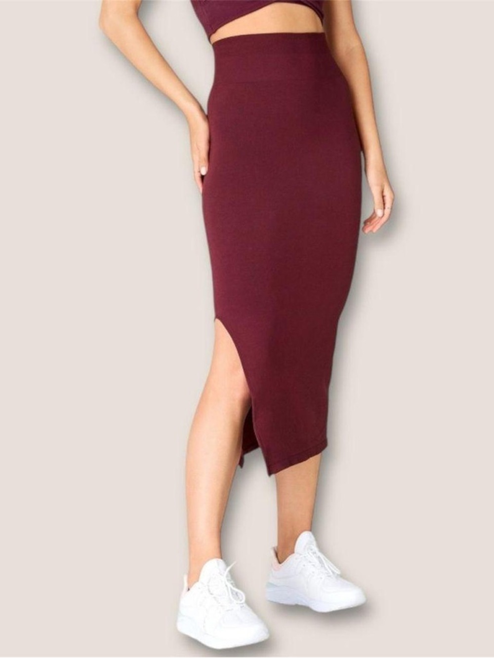 Fabletics Pencil Midi Skirt and crop razor back tank set.